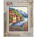 Kit de tapisserie avec toile imprimée 14x18 Ville côtière CDA3380K