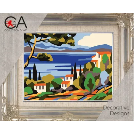 Kit de tapisserie avec toile imprimée 14x18 Rêve de Toscane CDA3379K