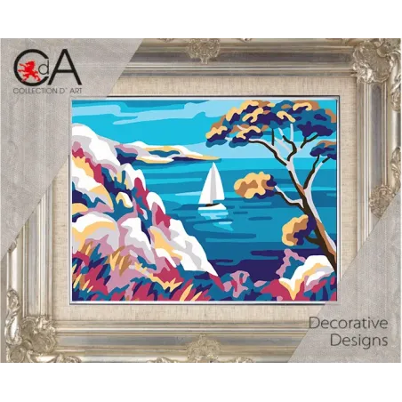 Kit de tapisserie avec toile imprimée 14x18 Roches colorées CDA3378K