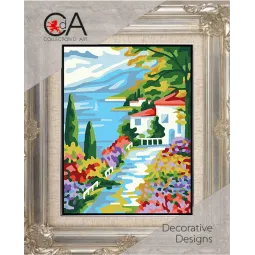 Kit de tapisserie avec toile imprimée 14x18 Chalet CDA3376K