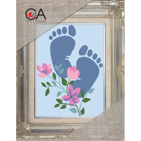 Kit de tapisserie avec toile imprimée 14x18 Pour bébé garçon CDA3371K