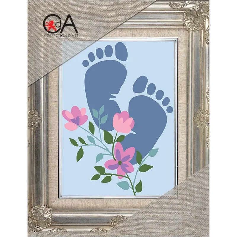 Kit de tapisserie avec toile imprimée 14x18 Pour bébé garçon CDA3371K
