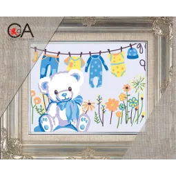 Gobeleno rinkinys su spausdintu drobele 14x18 Sveikiname su berniuku! CDA3369K