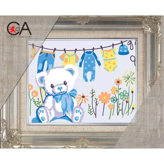 Gobeleno rinkinys su spausdintu drobele 14x18 Sveikiname su berniuku! CDA3369K