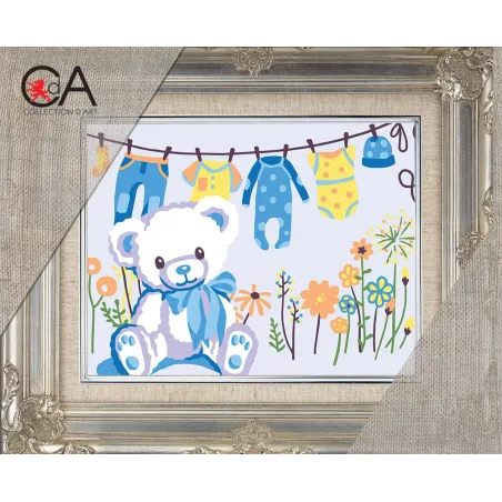 Gobeleno rinkinys su spausdintu drobele 14x18 Sveikiname su berniuku! CDA3369K