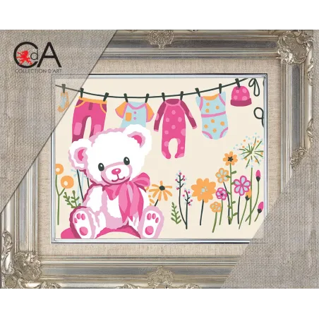 Kit de tapisserie avec toile imprimée 14x18 Félicitations pour la fille ! CDA3368K