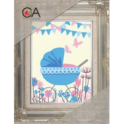 Gobelin-Set mit bedruckter Leinwand 14x18 Es ist ein Junge! CDA3367K