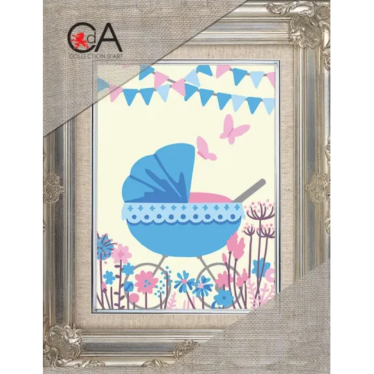 Gobelin-Set mit bedruckter Leinwand 14x18 Es ist ein Junge! CDA3367K