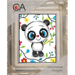 Gobeleno rinkinys su spausdintu drobės 14x18 Panda šypsena CDA3364K