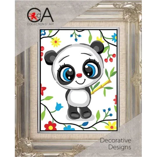 Gobeleno rinkinys su spausdintu drobės 14x18 Panda šypsena CDA3364K