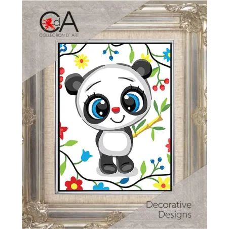 Tapestry Kit with printed canvas 14x18 Panda smile CDA3364K