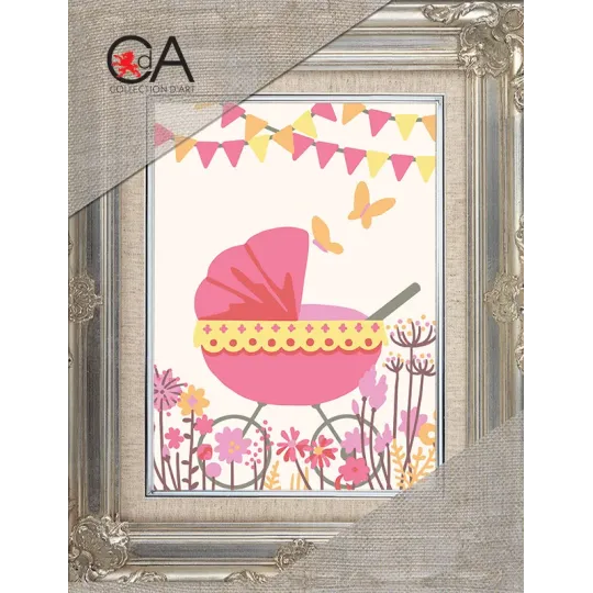 Kit de tapisserie avec toile imprimée 14x18 C'est une fille! CDA3366K