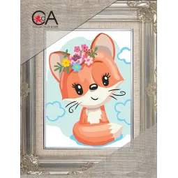 Kit de tapisserie avec toile imprimée 14x18 Petit renard CDA3361K