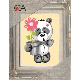 Gobelenų rinkinys su atspausdintu drobės paveikslu 14x18 Panda in love CDA3358K