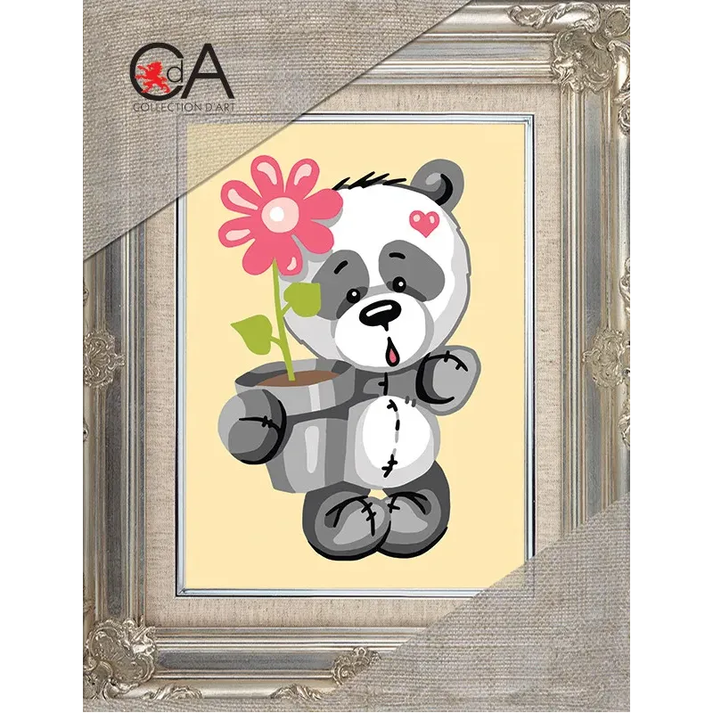Tapestry Kit with printed canvas 14x18 Panda in love CDA3358K