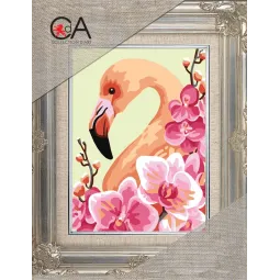 Kit de tapisserie avec toile imprimée 14x18 Flamant rose CDA3360K