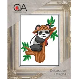 Kit de tapisserie avec toile imprimée 14x18 Panda CDA3357K