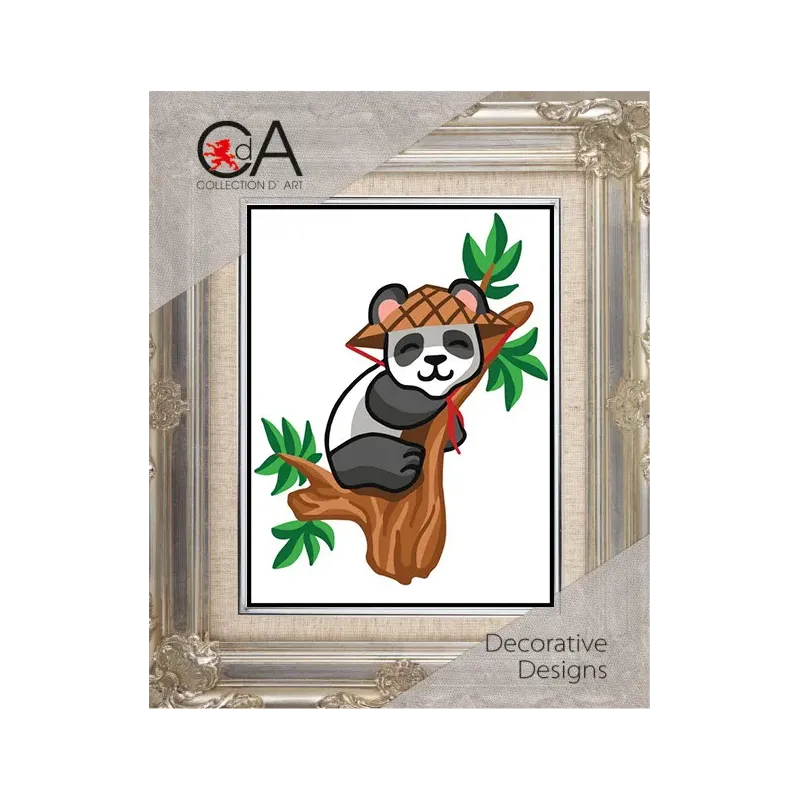 Gobelin-Set mit bedruckter Leinwand 14x18 Panda CDA3357K