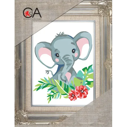 Tapestry Kit with printed canvas 14x18 Baby elephant CDA3356K