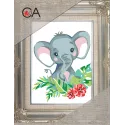 Kit de tapisserie avec toile imprimée 14x18 Bébé éléphant CDA3356K