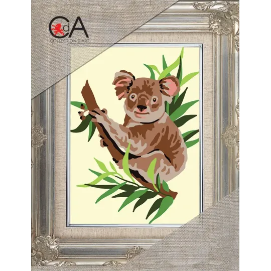 Kit tapisserie avec toile imprimée 14x18 Koala CDA3355K