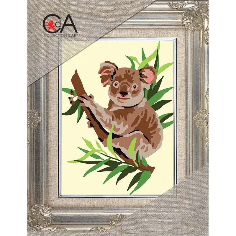 Kit tapisserie avec toile imprimée 14x18 Koala CDA3355K