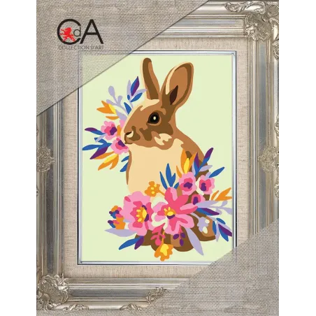 Tapestry Kit with printed canvas 14x18 Rabbit in flowers CDA3353K