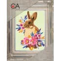 Kit de tapisserie avec toile imprimée 14x18 Lapin dans les fleurs CDA3353K