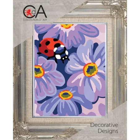 Tapestry Kit with printed canvas 14x18 Ladybird and flowers CDA3350K