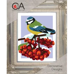 Kit de tapisserie avec toile imprimée 14x18 Mésange CDA3345K