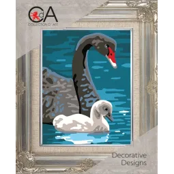 Kit de tapisserie avec toile imprimée 14x18 Cygnes CDA3343K