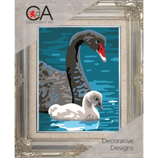 Kit de tapisserie avec toile imprimée 14x18 Cygnes CDA3343K
