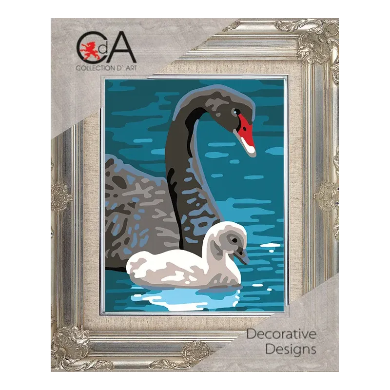 Kit de tapisserie avec toile imprimée 14x18 Cygnes CDA3343K