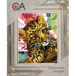Tapestry Kit with printed canvas 14x18 Leopard kitte CDA3341K
