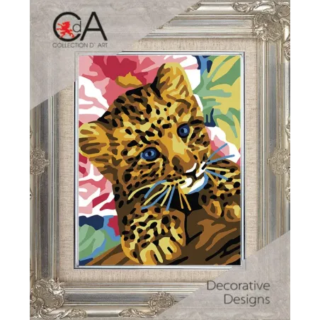 Gobeleno rinkinys su spausdintu drobės 14x18 Leopard rinkinys CDA3341K