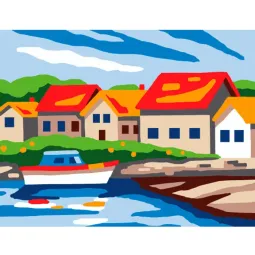 Kit de tapisserie avec toile imprimée 14x18 Petit port CDA3337K