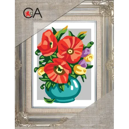 Kit de tapisserie avec toile imprimée 14x18 Fleurs dans un bol CDA3336K