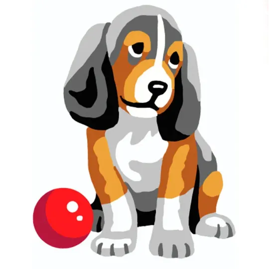 Tapestry Kit with printed canvas 14x18 Puppy with Ball CDA3330K