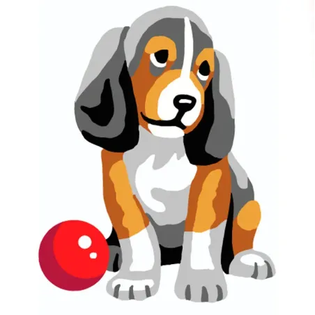 Kit de tapisserie avec canevas imprimé 14x18 Chien avec Balle CDA3330K