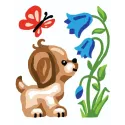 Kit de tapisserie avec toile imprimée 14x18 Chiot avec Papillon CDA3329K