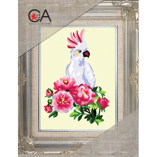 Tapestry Kit with printed canvas 14x18 White parrot CDA3351K