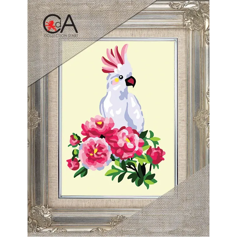 Tapestry Kit with printed canvas 14x18 White parrot CDA3351K