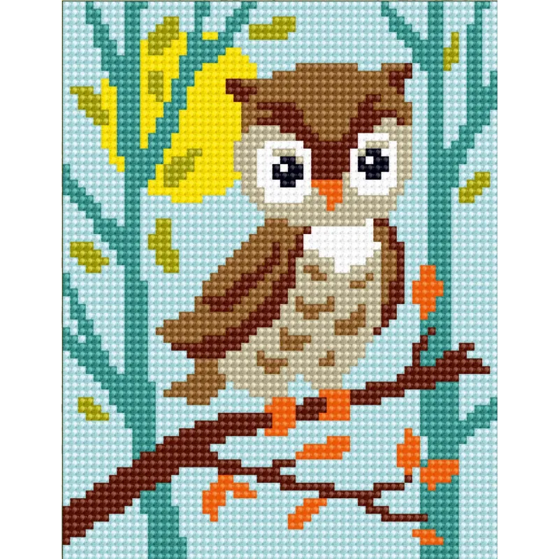 Kit de tapisserie avec toile imprimée 14x18 Owlet CDA3323K