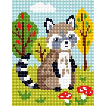 Gobelin-Set mit bedruckter Leinwand 14x18 Raccoon CDA3322K