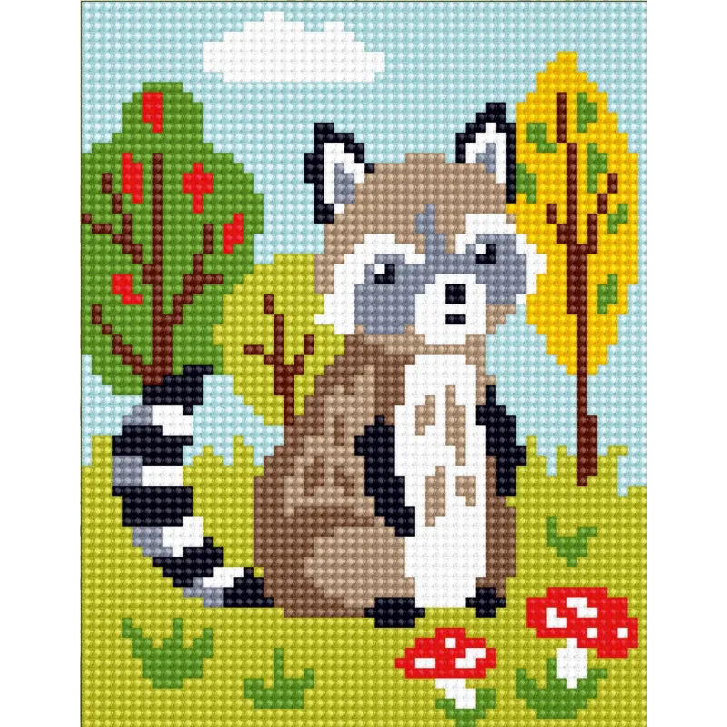 Tapestry Kit with printed canvas 14x18 Raccoon CDA3322K