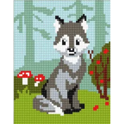 Gobelin-Set mit bedruckter Leinwand 14x18 Wolf-cub CDA3320K