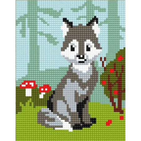 Tapestry Kit with printed canvas 14x18 Wolf-cub CDA3320K