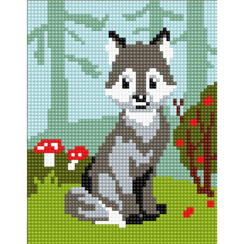 Tapestry Kit with printed canvas 14x18 Wolf-cub CDA3320K