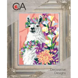 Kit de tapisserie avec toile imprimée 14x18 Lama2 CDA3340K