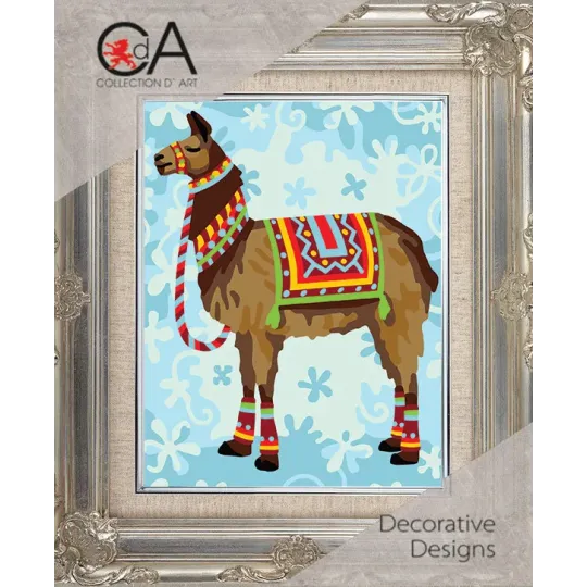 Gobelin-Set mit bedruckter Leinwand 14x18 Lama CDA3339K